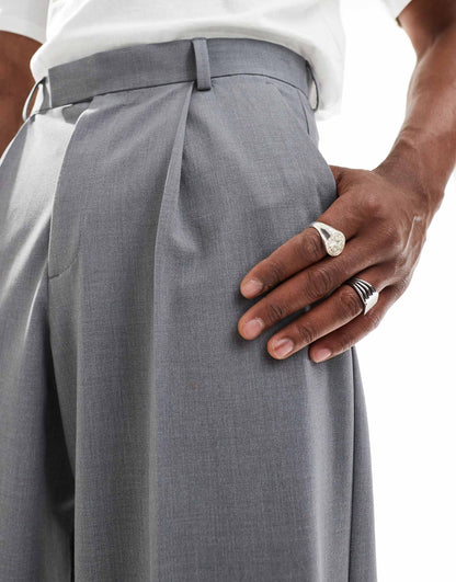 Smart Pleat Front Loose Leg Suit Trouser