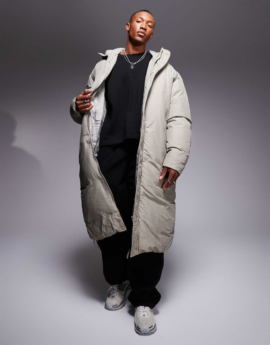 Oversized Puffer Jacket With Hood And Drawcords
