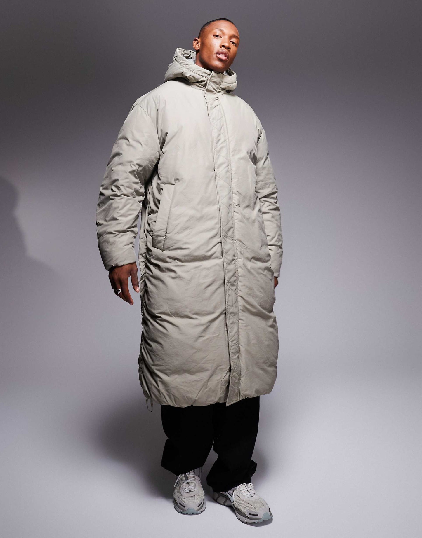 Oversized Puffer Jacket With Hood And Drawcords