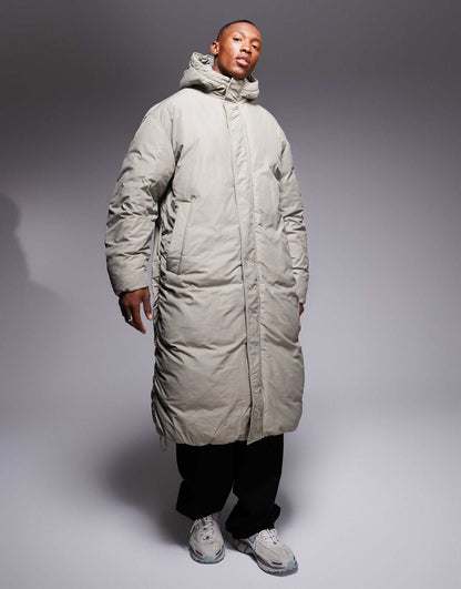 Oversized Puffer Jacket With Hood And Drawcords