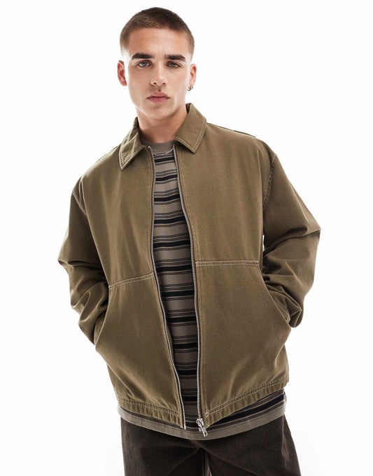 Harrington Jacket With Contrast Stitch