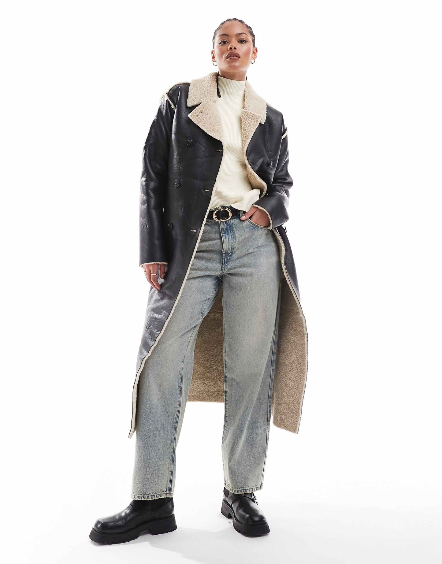 Tall Faux Shearling Longline Mac