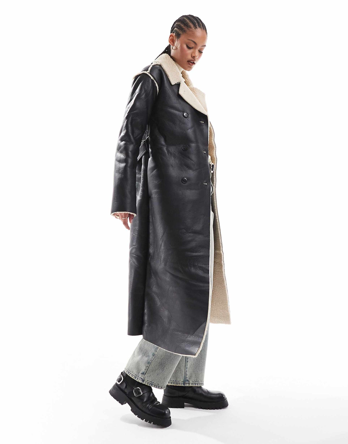 Tall Faux Shearling Longline Mac