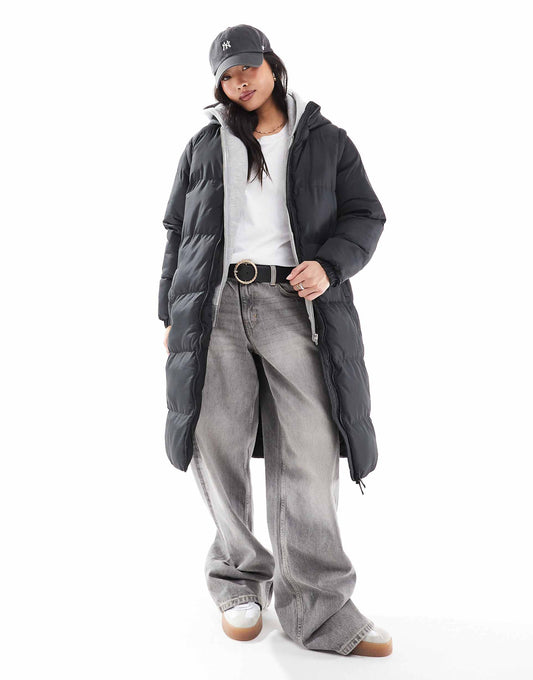 Petite Hooded Maxi Padded Jacket With Detachable Sleeves
