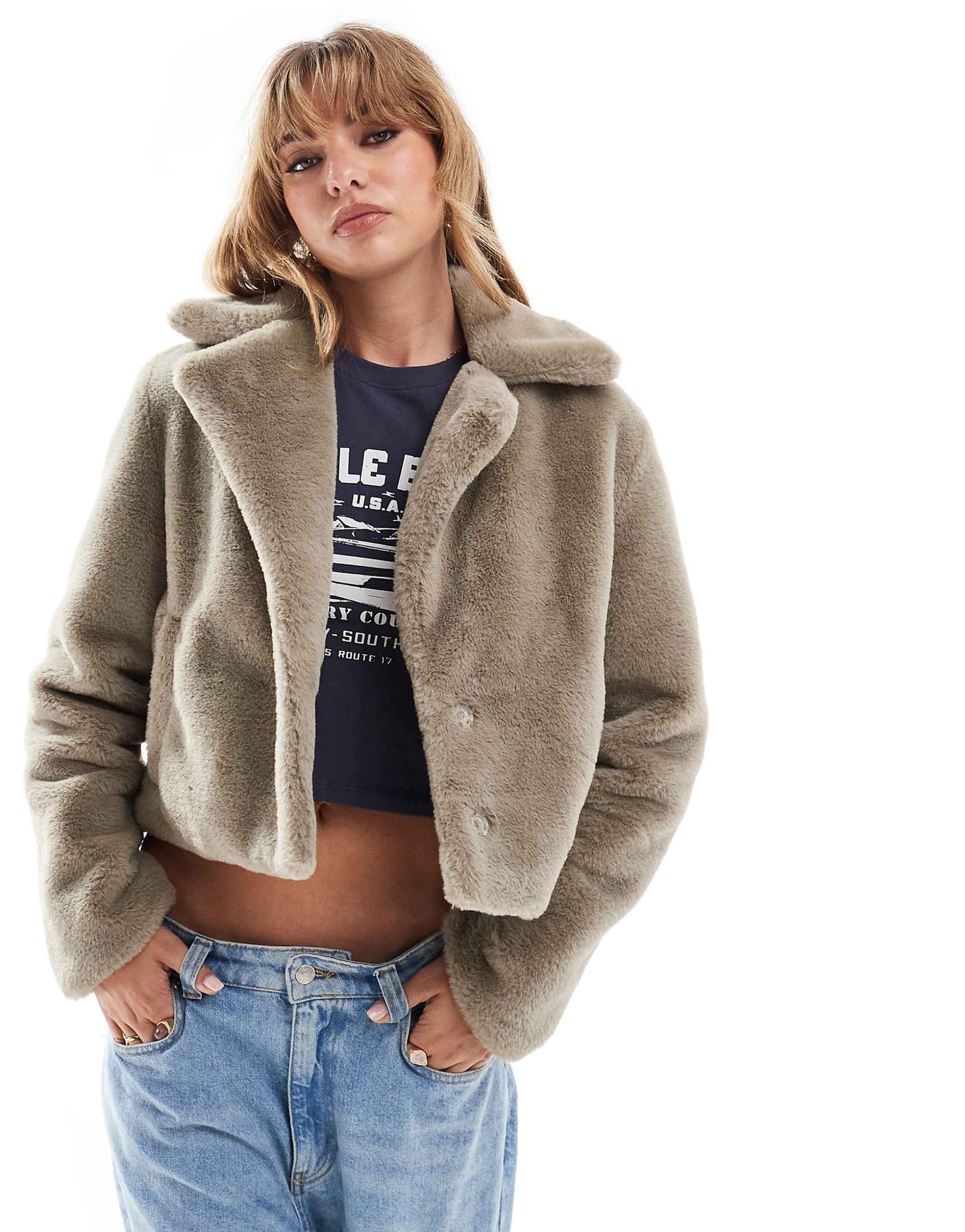 Cropped Faux Fur Coat