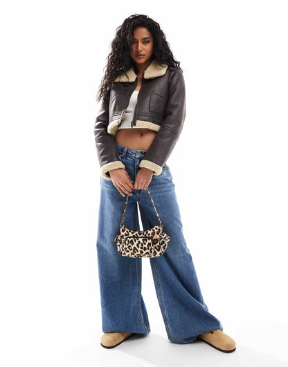 Cropped Bonded Aviator Jacket