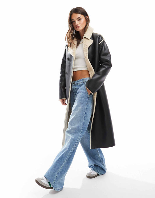Faux Shearling Long Coat