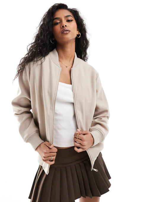 Oversized Faux Wool Bomber