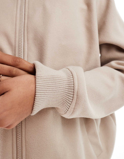 Oversized Faux Wool Bomber