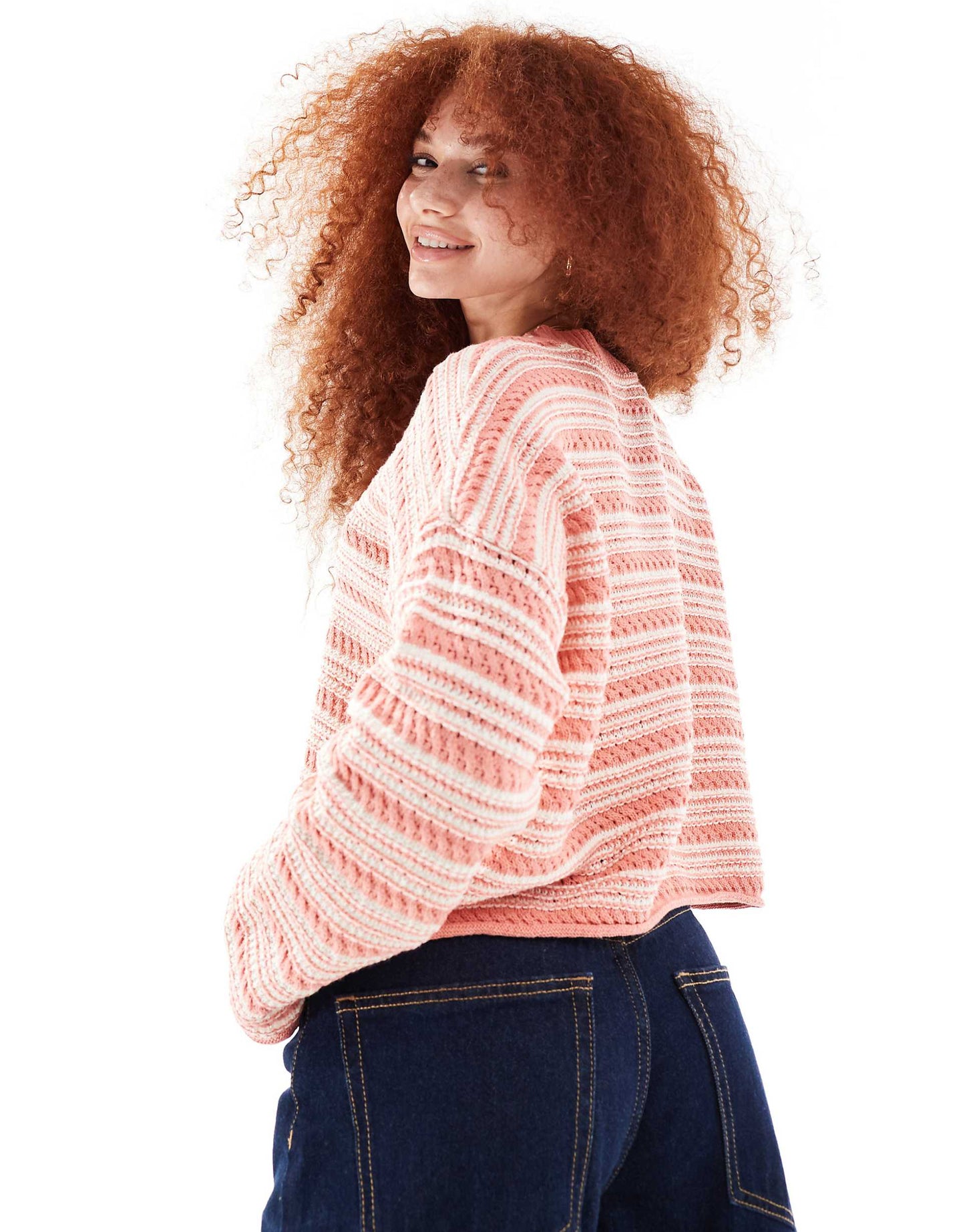 Cropped Crew Neck Stitch Jumper