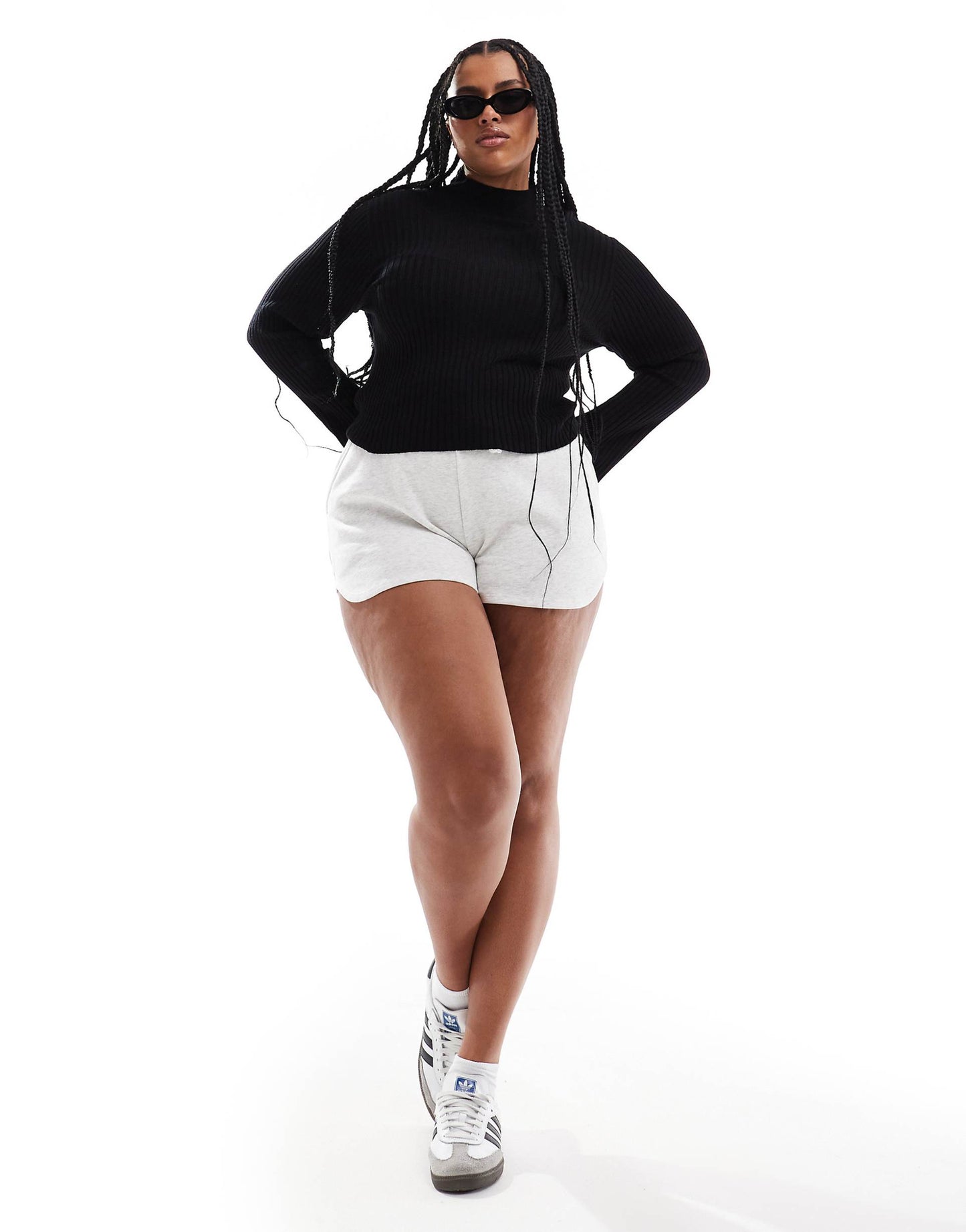 Plus High Neck Split Sleeve Jumper