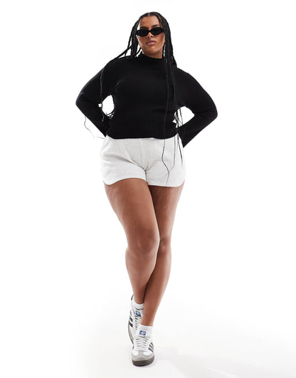 Plus High Neck Split Sleeve Jumper