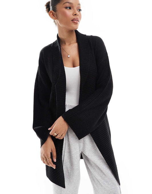 Tie Front Shawl Collar Cardigan