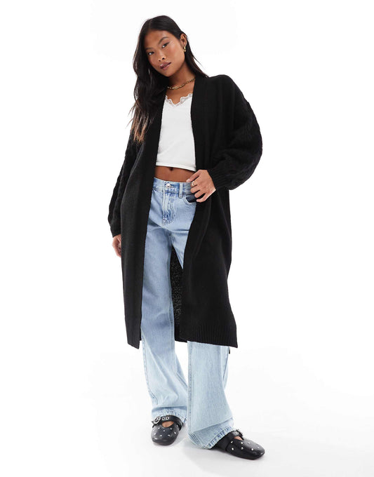 Petite Cable Knit Longline Cardigan