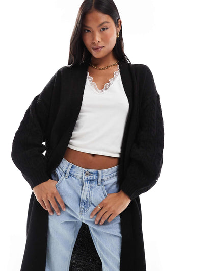Petite Cable Knit Longline Cardigan
