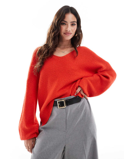 Fluffy V-Neck Slouchy Jumper
