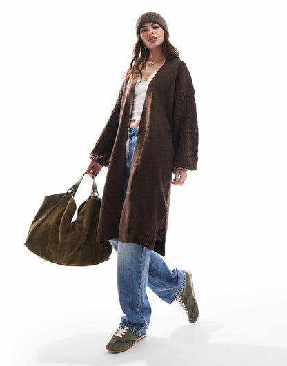 Cable Knit Longline Cardigan
