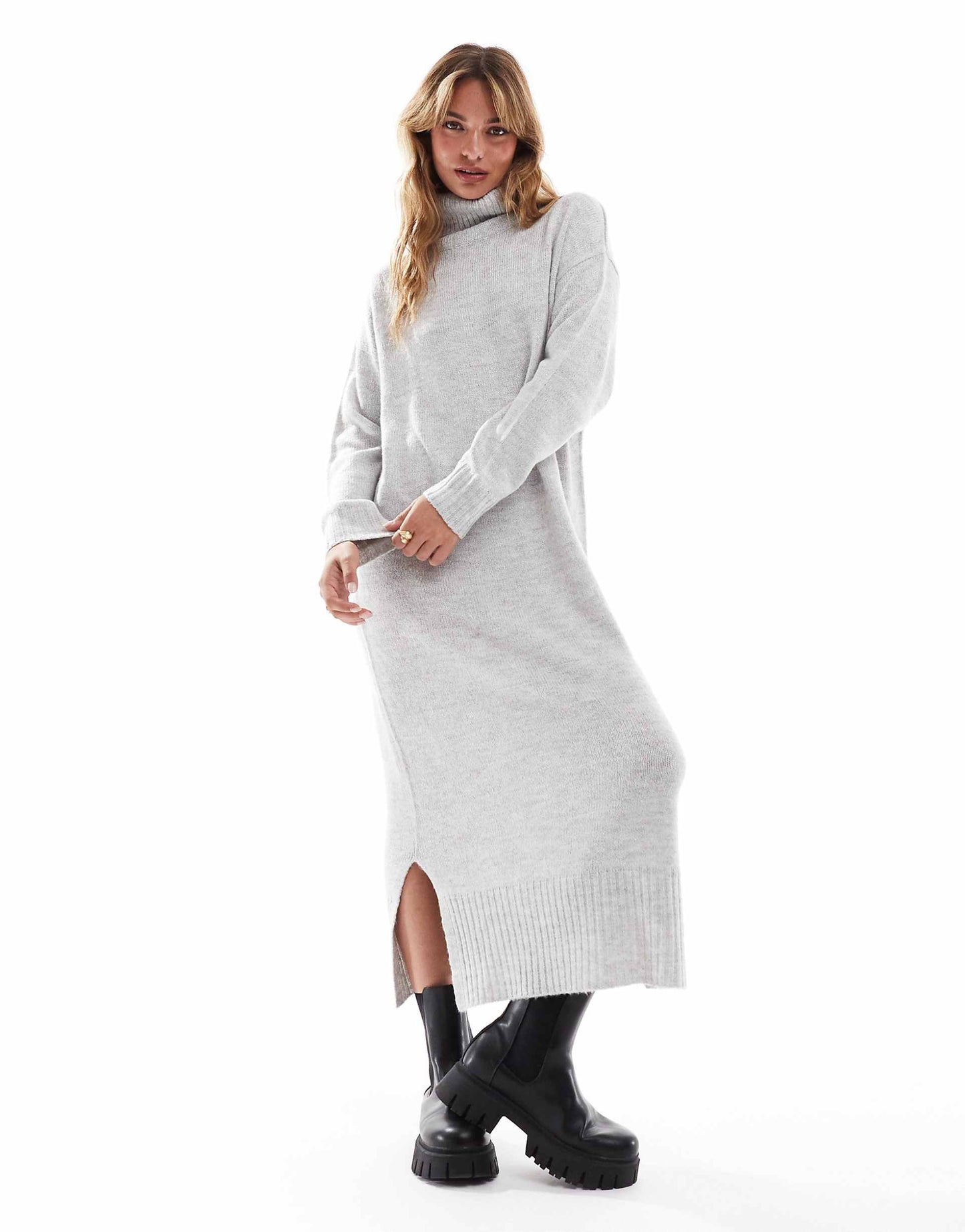 Roll Neck Oversized Maxi Jumper Dress