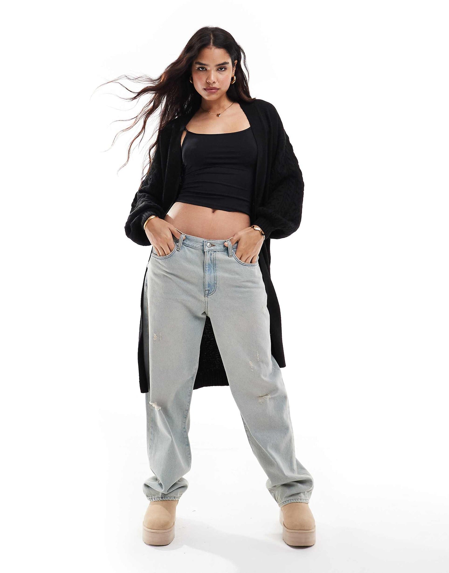 Cable Knit Longline Cardigan
