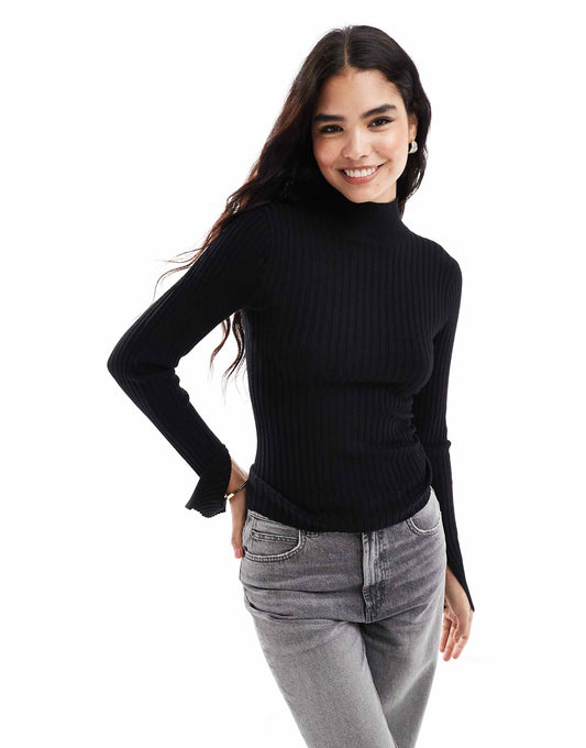 High Neck Split Sleeve Jumper