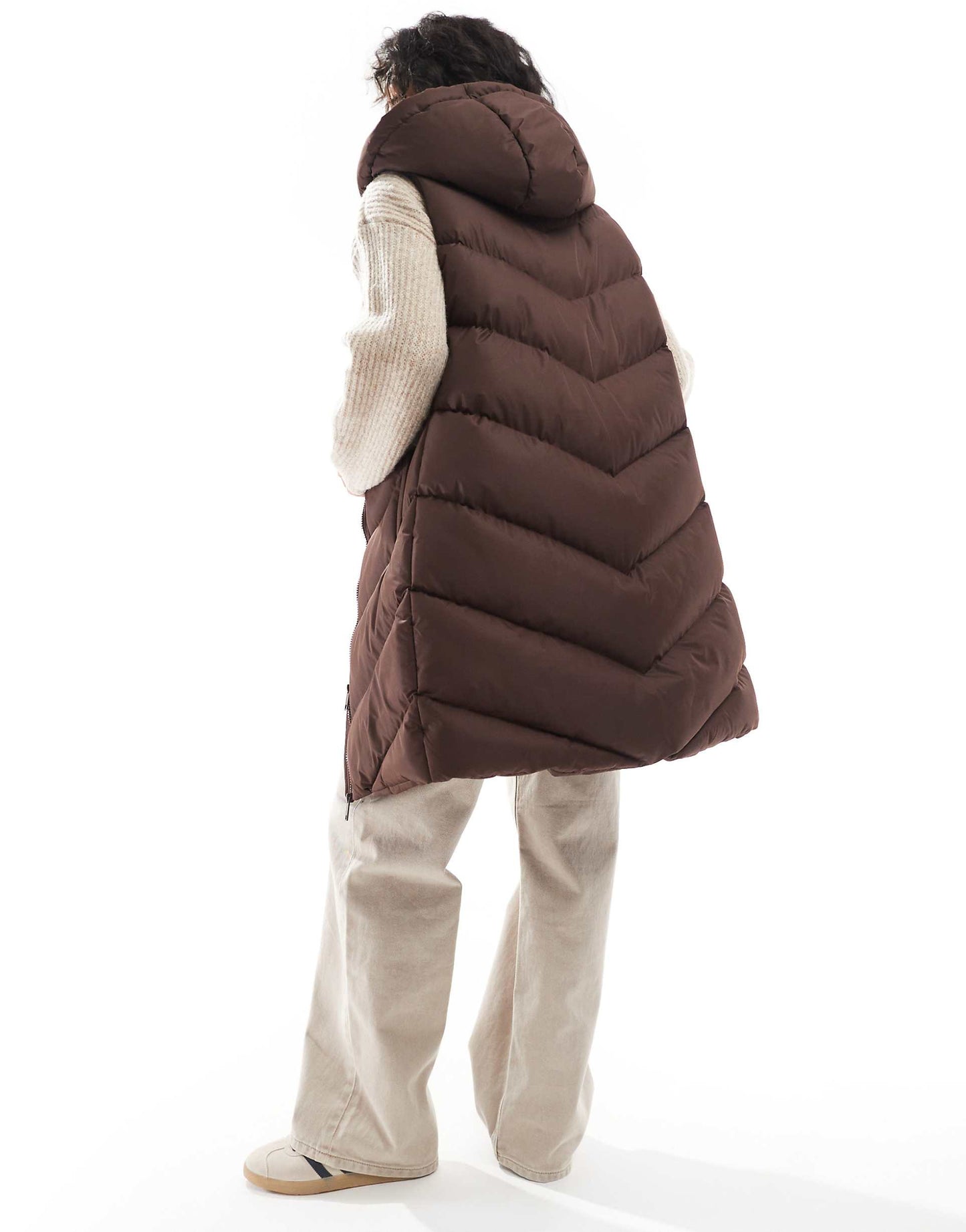 Longline Padded Gilet With Hood