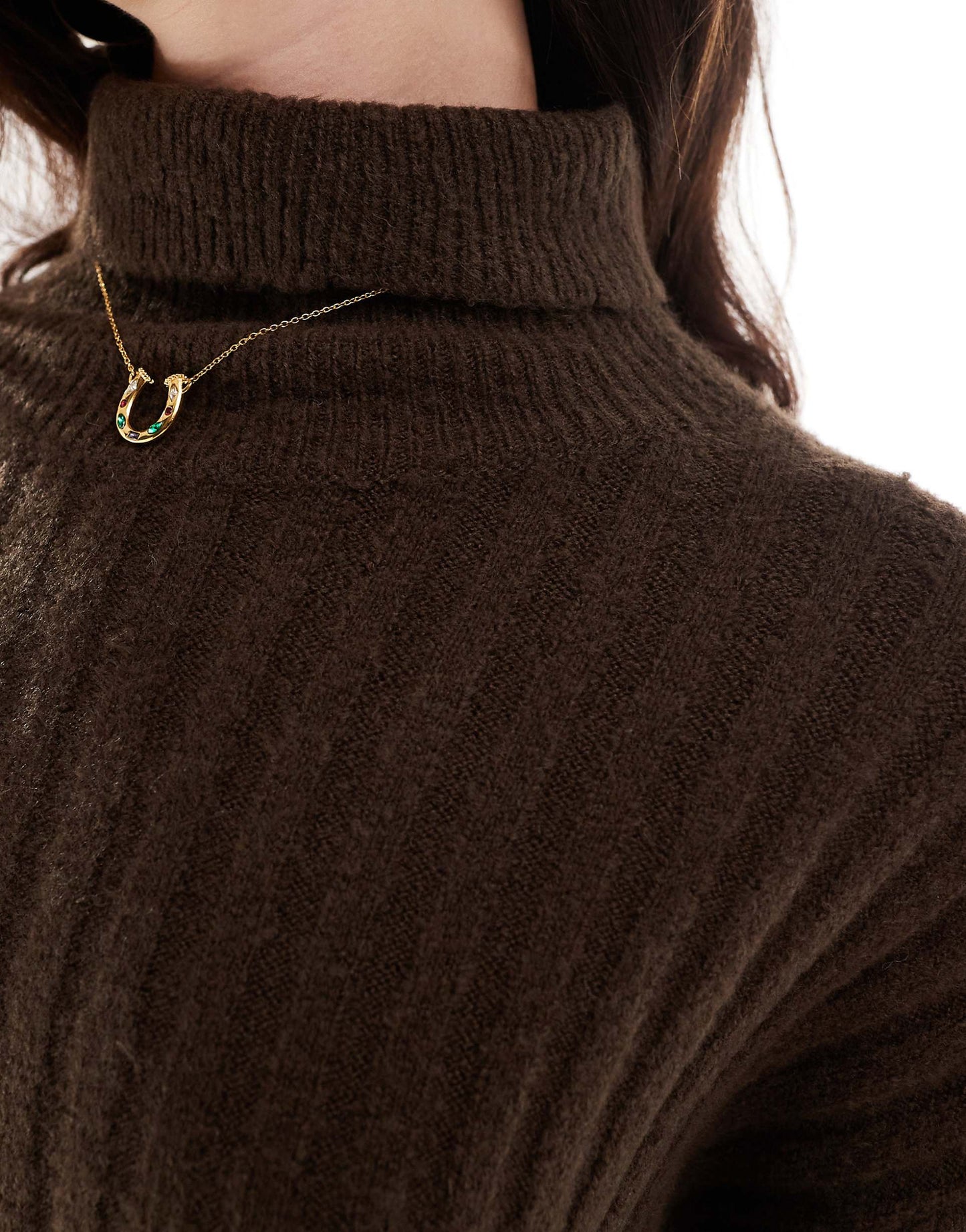 Roll Neck Ribbed Mini Jumper Dress