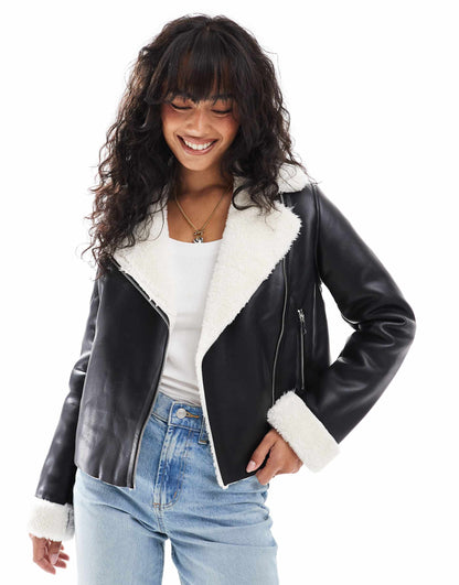 Aviator Jacket With Borg Contrast Collar