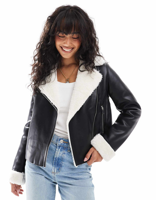 Aviator Jacket With Borg Contrast Collar