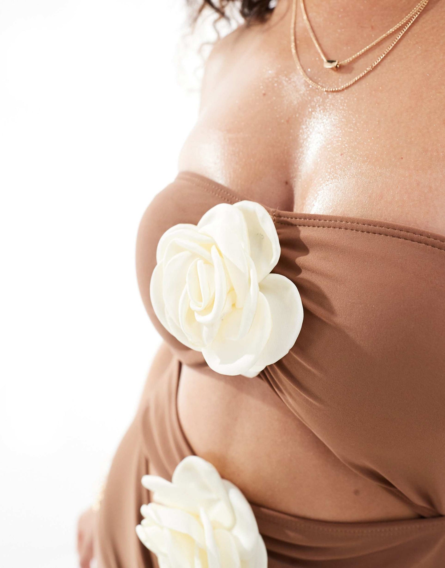 Exclusive Bandeau Cut Out Contrast Corsage Swimsuit