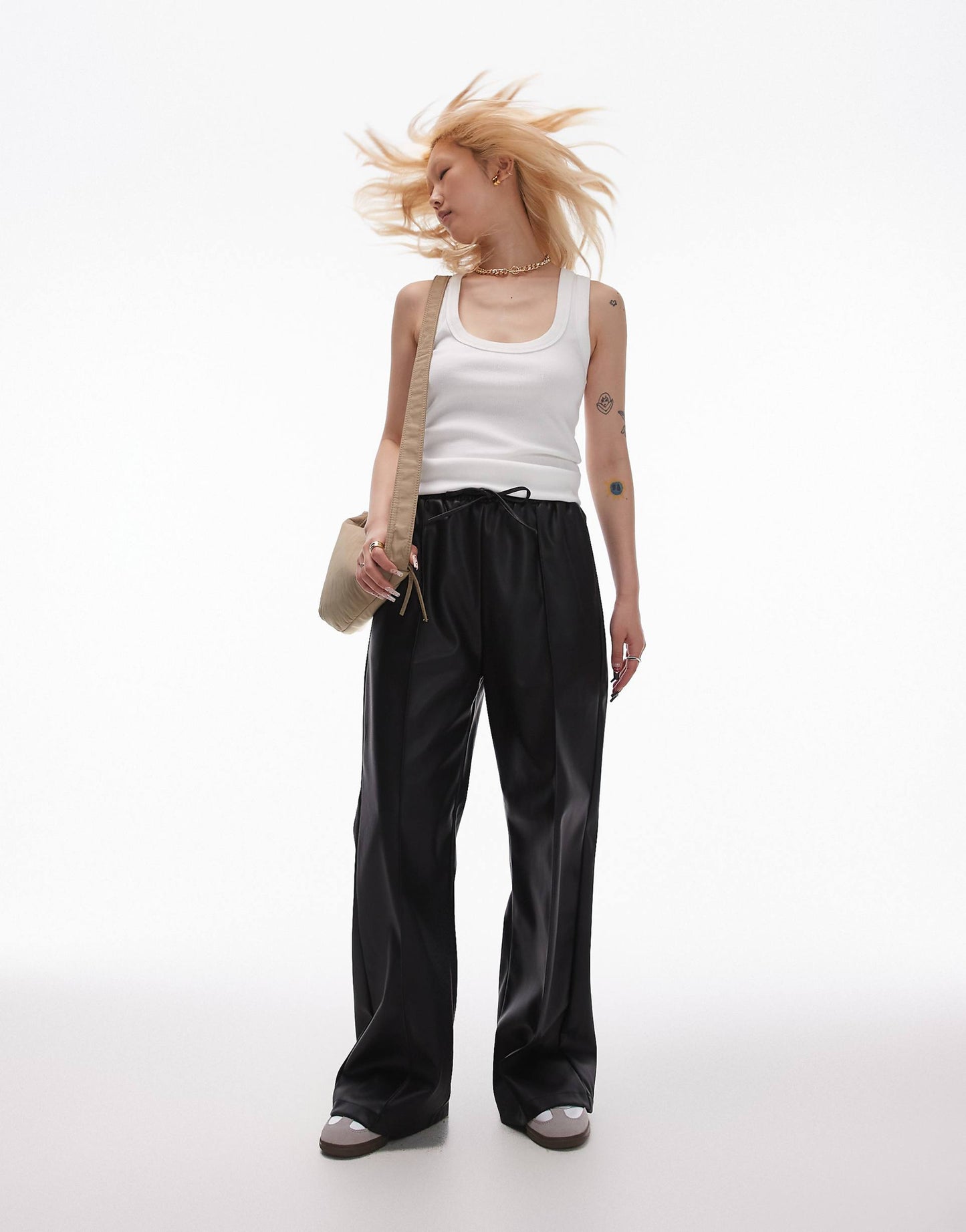 Petite Faux Leather Jogger