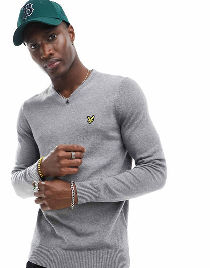 Cotton Merino V Neck Jumper