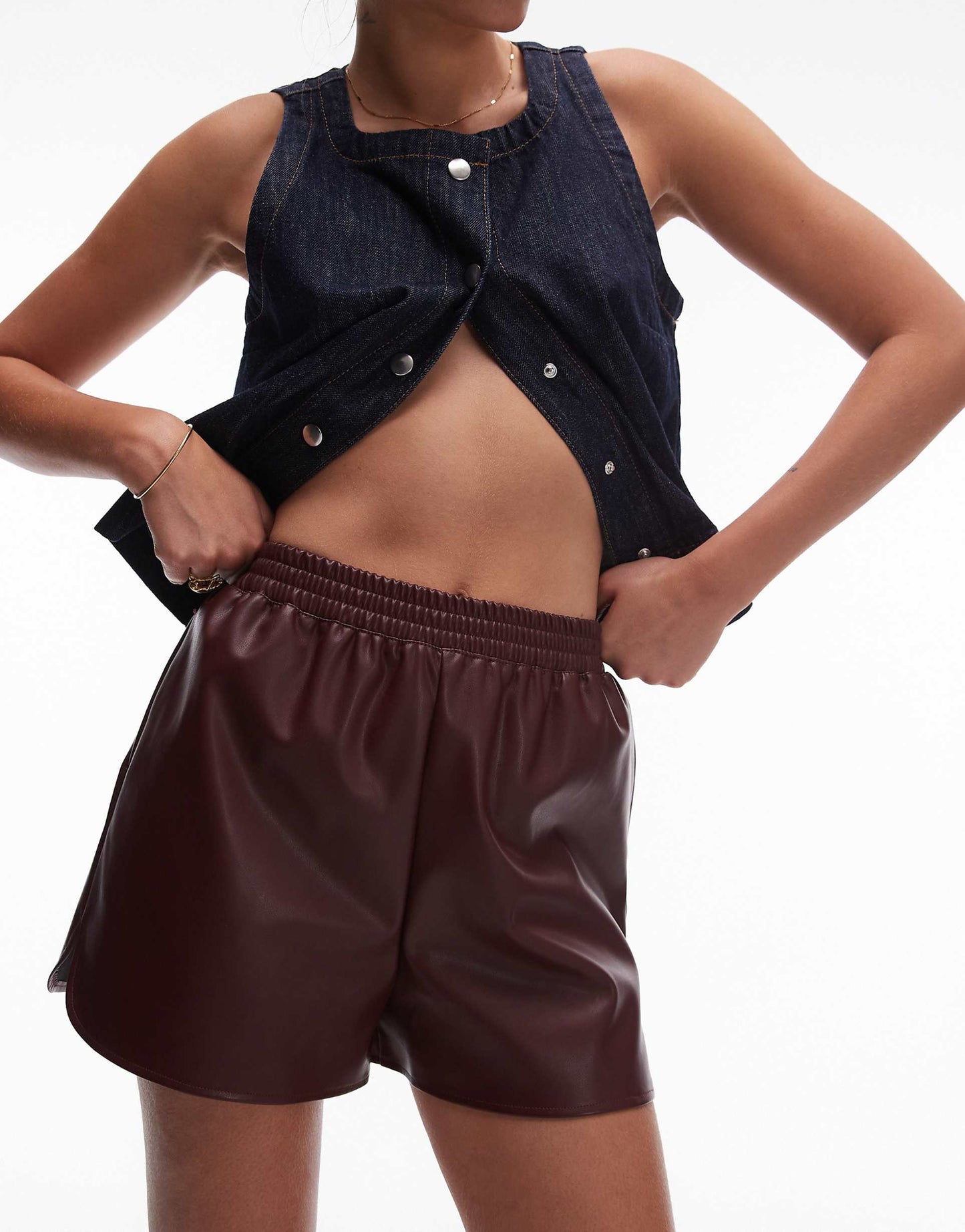 Faux Leather Runner Short