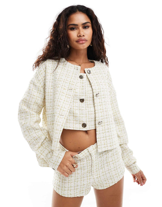 Boucle Collarless Jacket Co-Ord