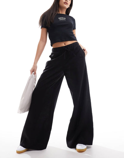 Linen Look Super Wide Leg Trouser