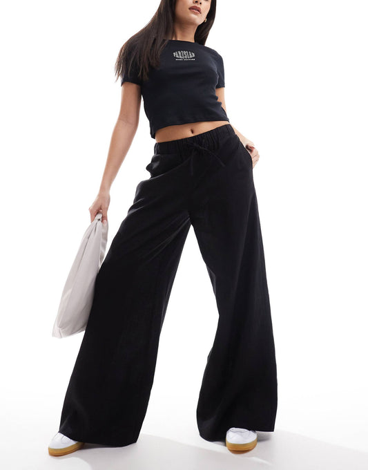 Linen Look Super Wide Leg Trouser