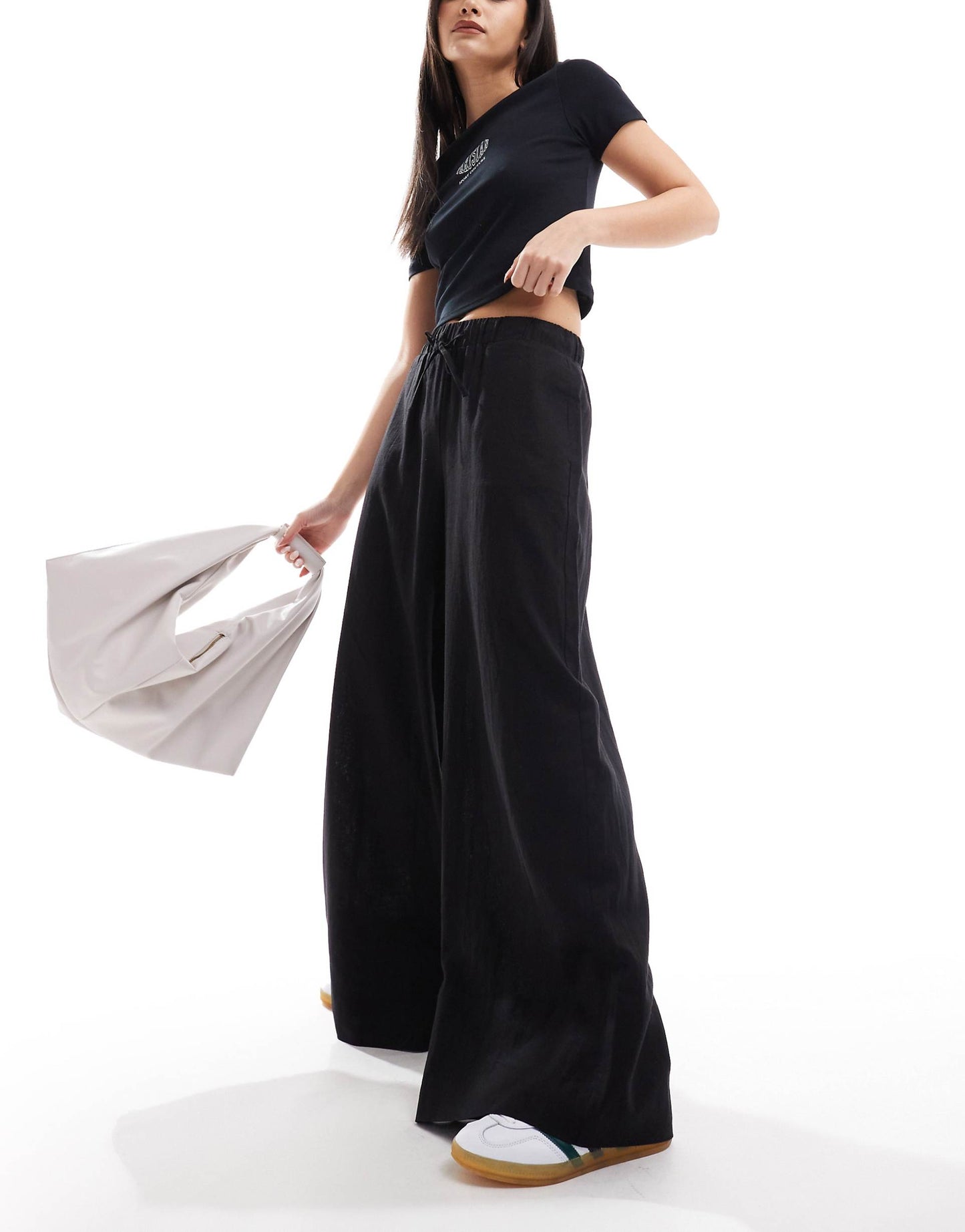 Linen Look Super Wide Leg Trouser