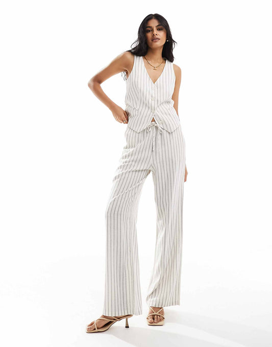 Linen Look Pull On Trouser