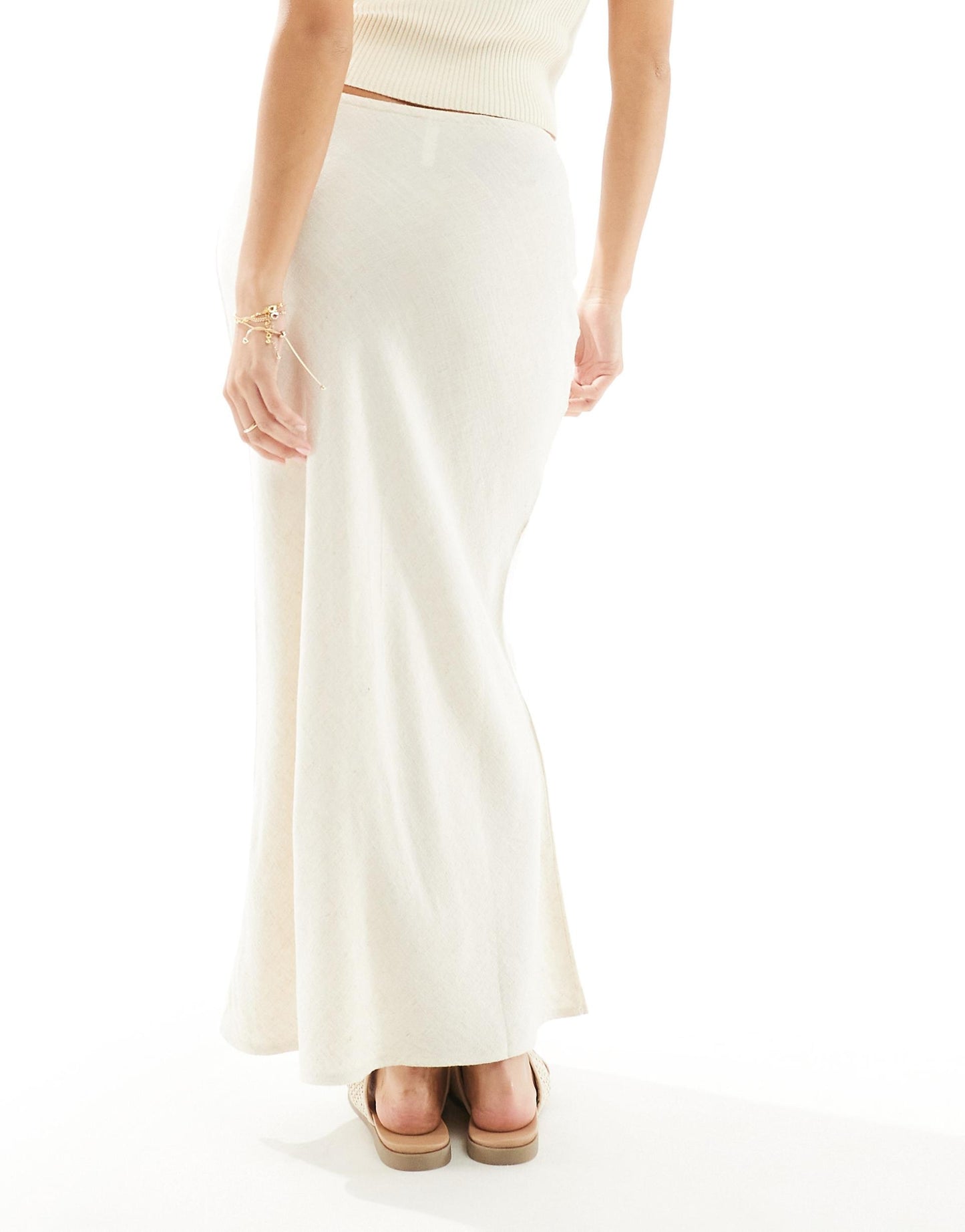 Petite Linen Look Maxi Slip Skirt