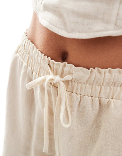 Petite Linen Look Pull On Short