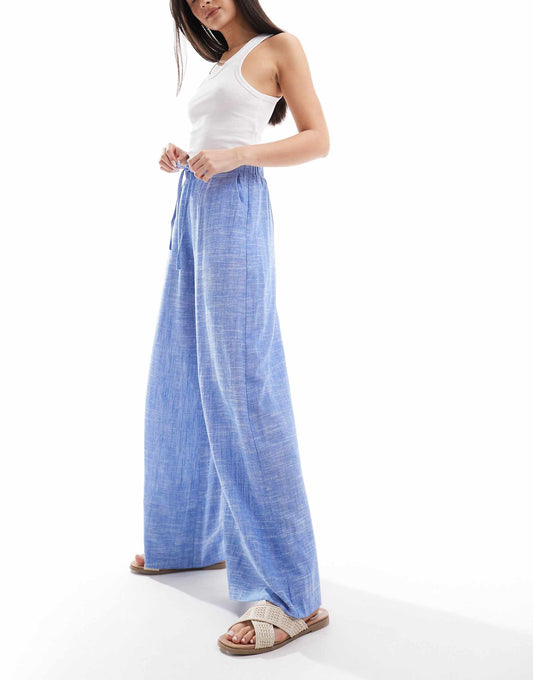 Linen Look Super Wide Leg Trouser