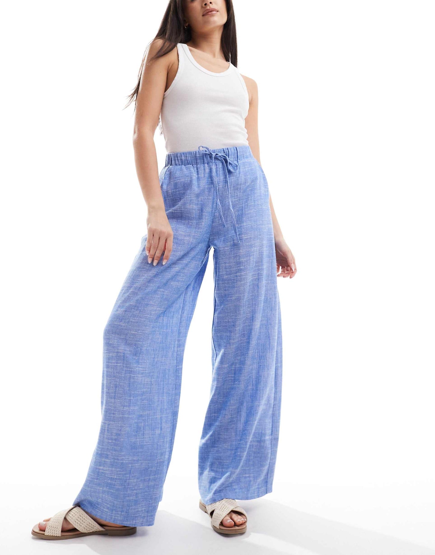 Linen Look Super Wide Leg Trouser