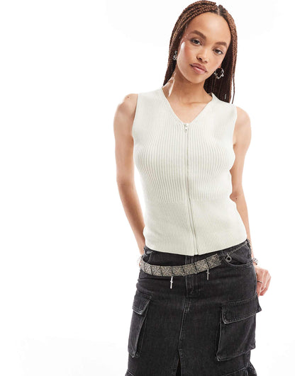 Siri Knitted Zip Through Vest