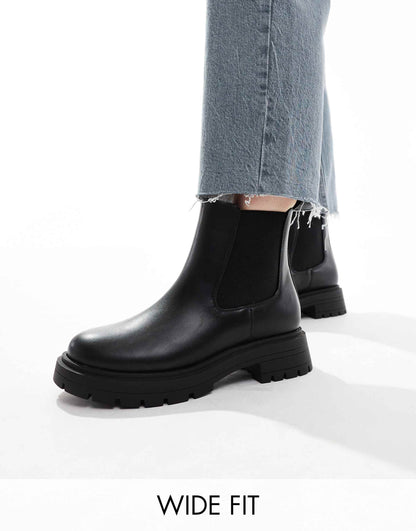 Wide Fit Adjust Chunky Chelsea Boots