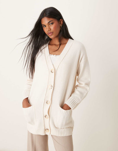 Mid Length Cardigan With Seam Detail