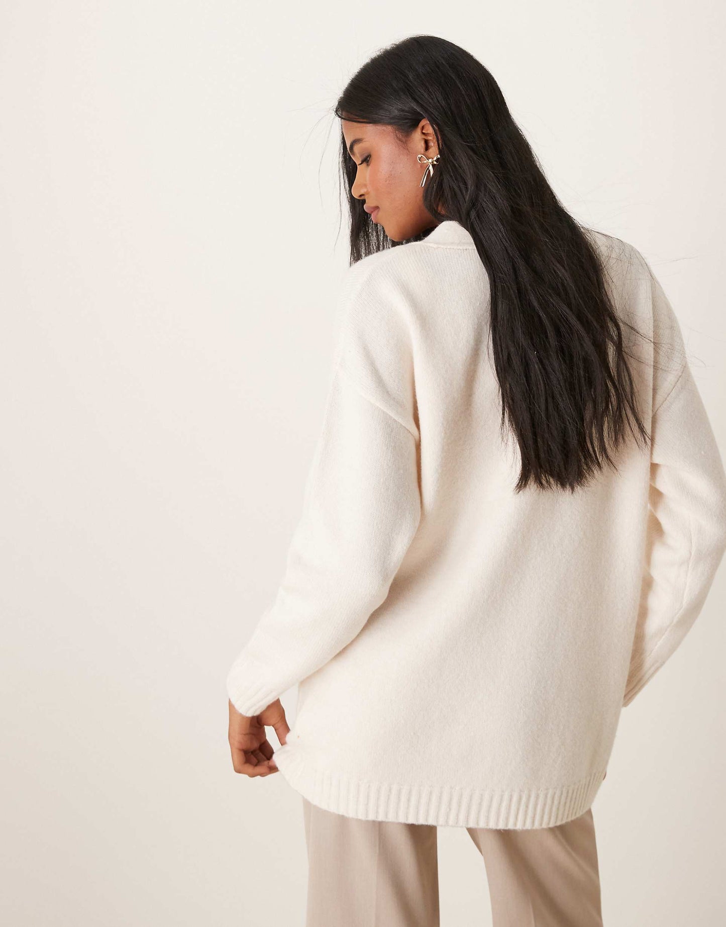 Mid Length Cardigan With Seam Detail