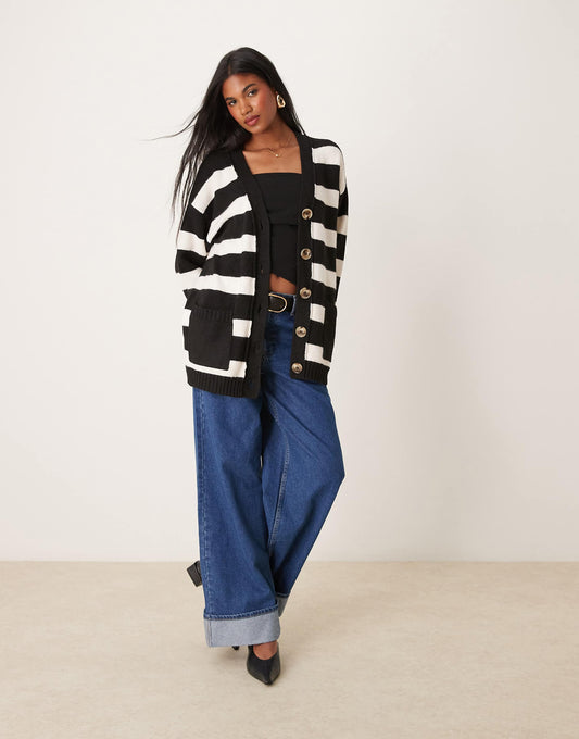 Mid Length Cardigan With Seam Detail