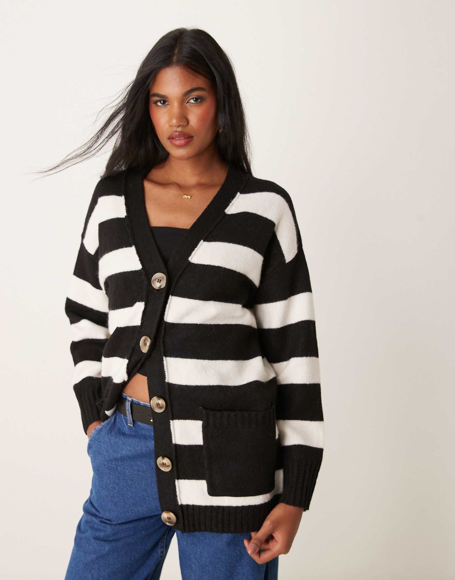 Mid Length Cardigan With Seam Detail