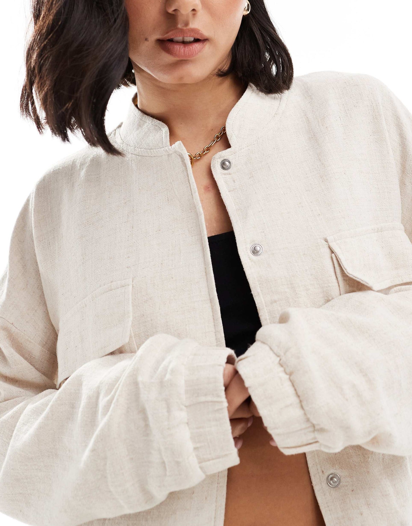 Linen Touch Bomber Jacket