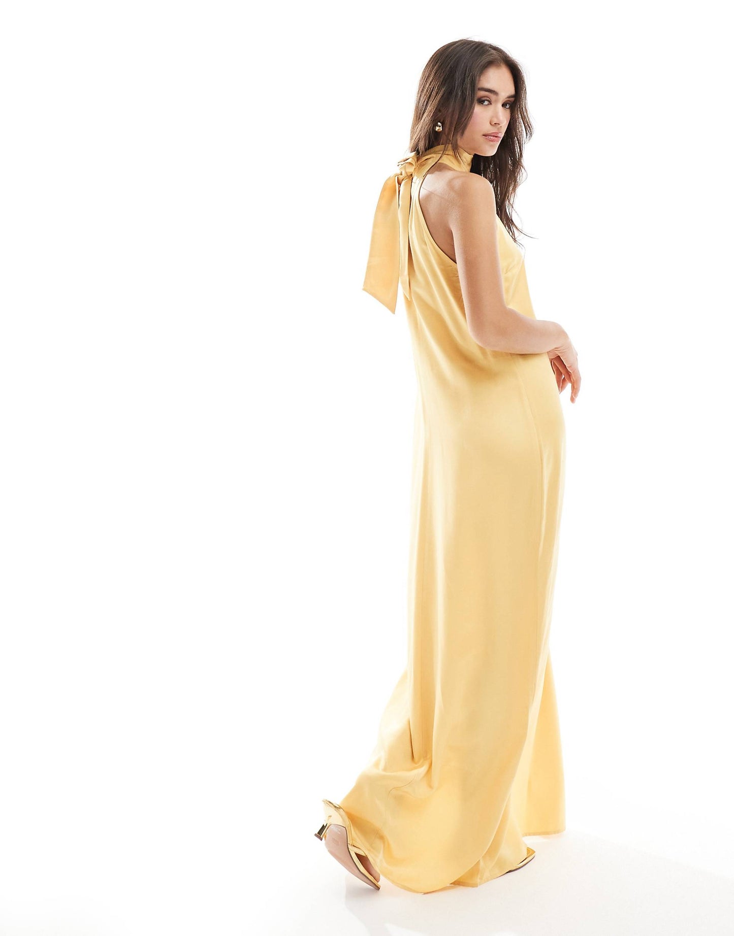 Halterneck Maxi Dress With Tie Neck