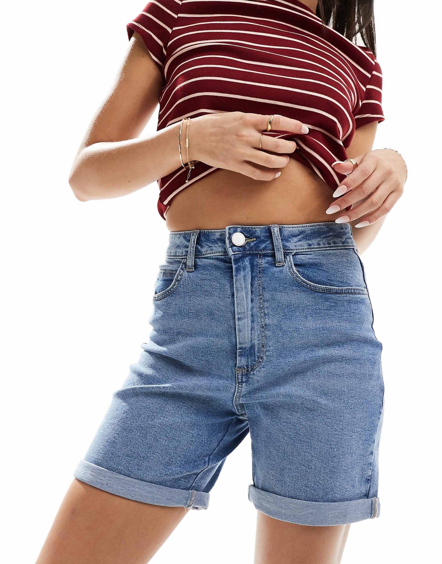 Denim Shorts With Turn Up